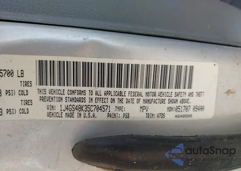 2005 Jeep Grand Cherokee Laredo from USA, damaged, VIN 1J4GS48K35C704571